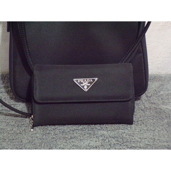 Prada Handbag with Wallet Black w/Silver Accents - Picture 2 of 11